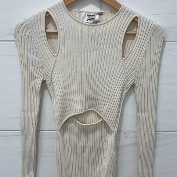 Wolford x Simkhai | NWT Contoured Rib Mini Dress in Ecrue - Size XS - Picture 7 of 11